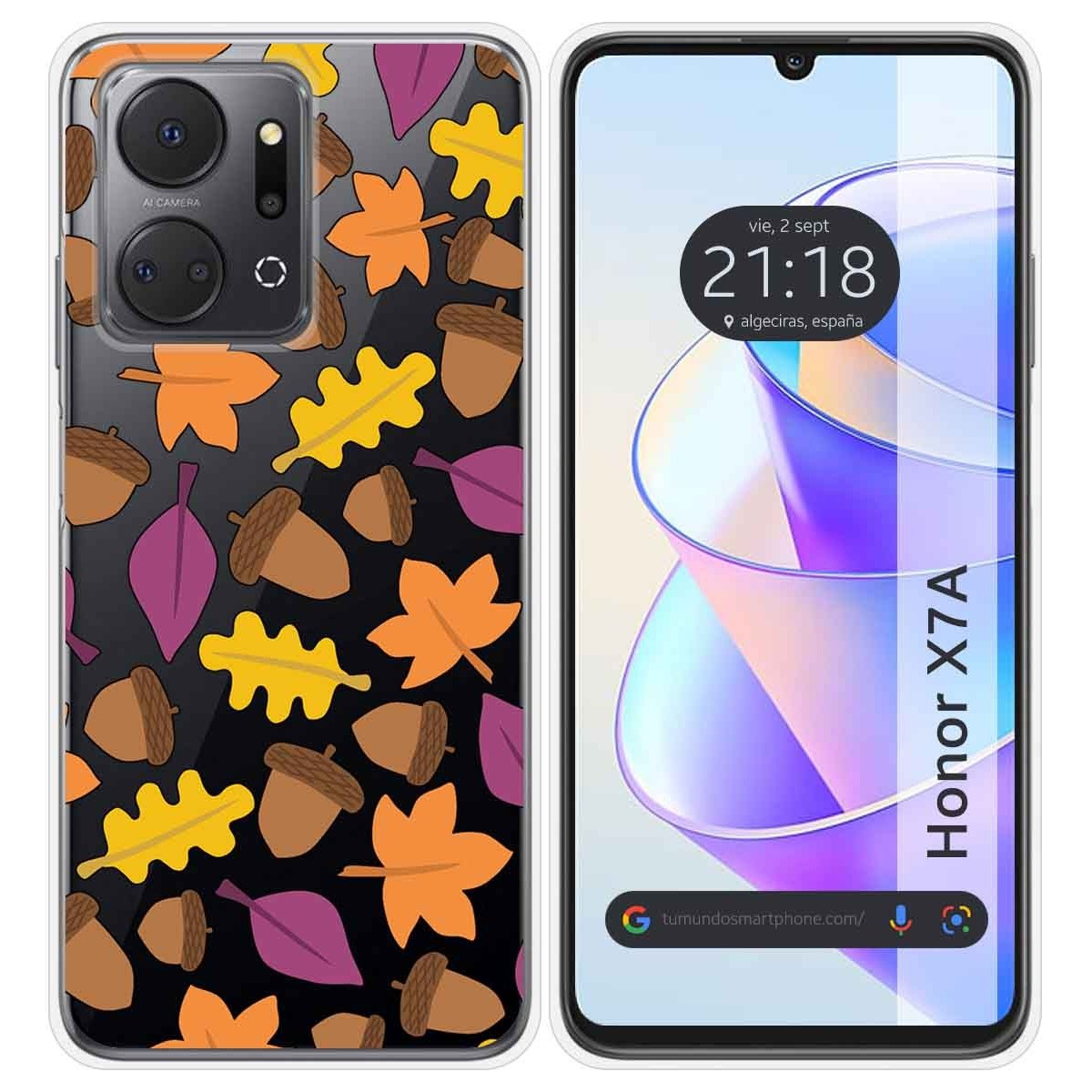 Funda Silicona Transparente para Huawei Honor X7a diseño Otoño Dibujos