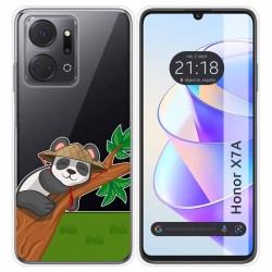 Funda Silicona Transparente para Huawei Honor X7a diseño Panda Dibujos