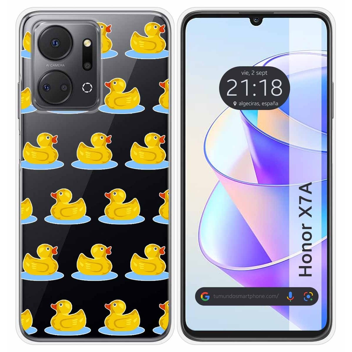 Funda Silicona Transparente para Huawei Honor X7a diseño Pato Dibujos