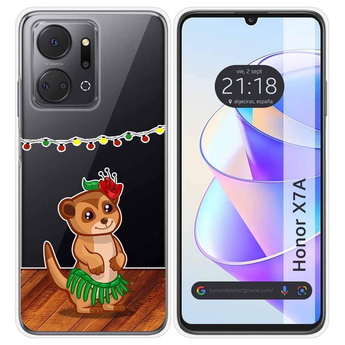 Funda Silicona Transparente para Huawei Honor X7a diseño Suricata Dibujos