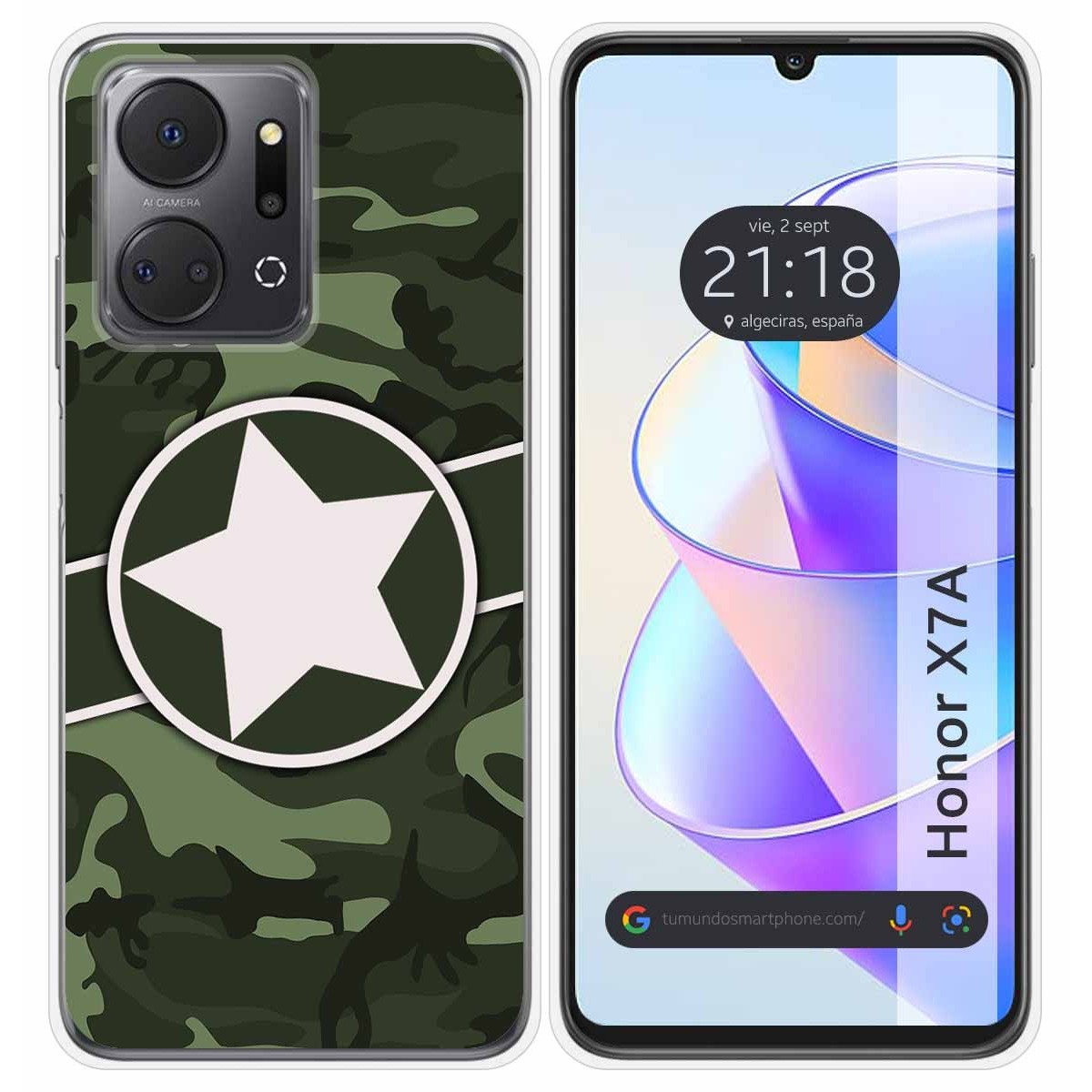 Funda Silicona para Huawei Honor X7a diseño Camuflaje 01 Dibujos