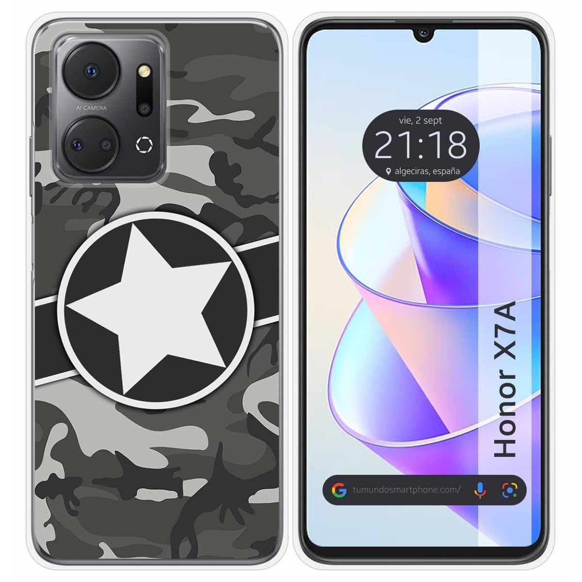 Funda Silicona para Huawei Honor X7a diseño Camuflaje 02 Dibujos