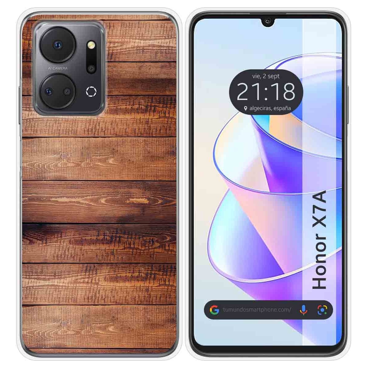 Funda Silicona para Huawei Honor X7a diseño Madera 02 Dibujos