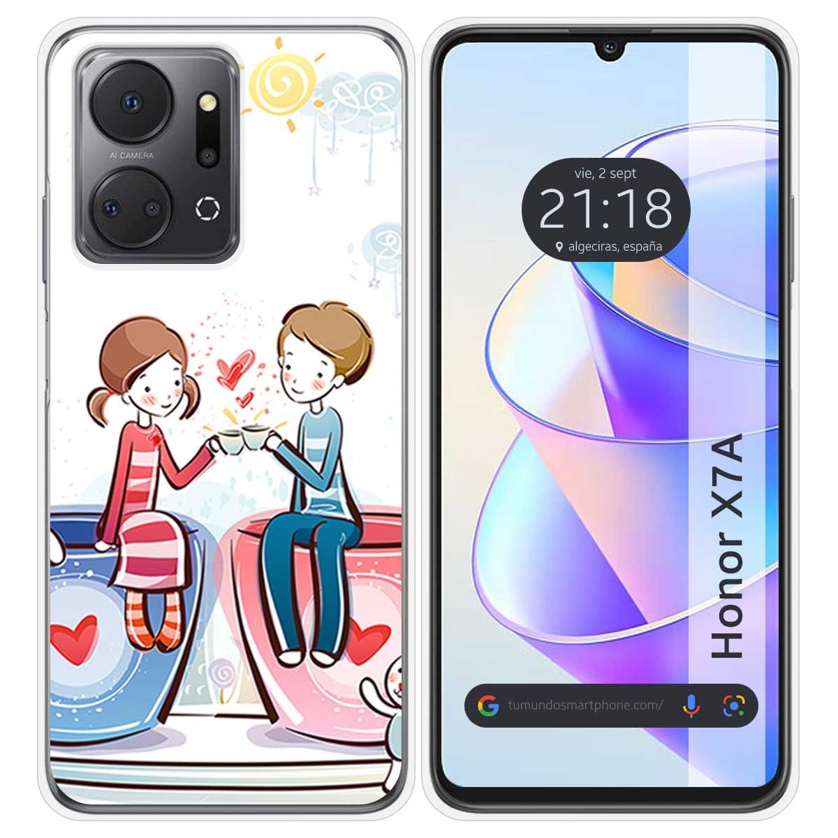 Funda Silicona para Huawei Honor X7a diseño Café Dibujos