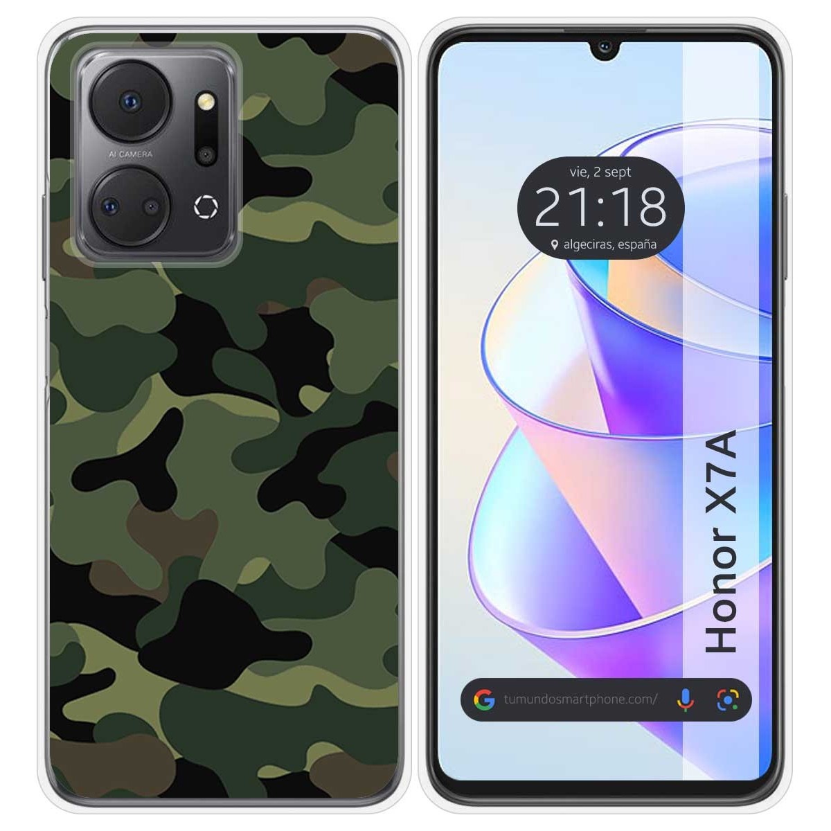 Funda Silicona para Huawei Honor X7a diseño Camuflaje Dibujos