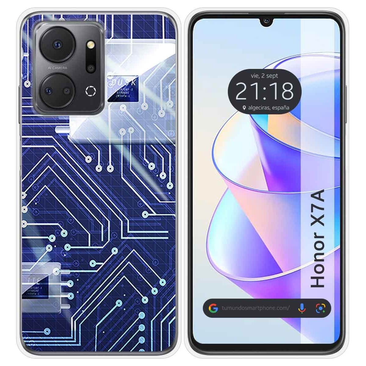 Funda Silicona para Huawei Honor X7a diseño Circuito Dibujos