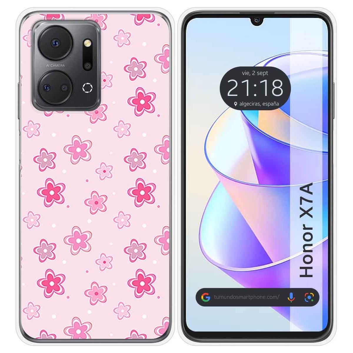 Funda Silicona para Huawei Honor X7a diseño Flores Dibujos