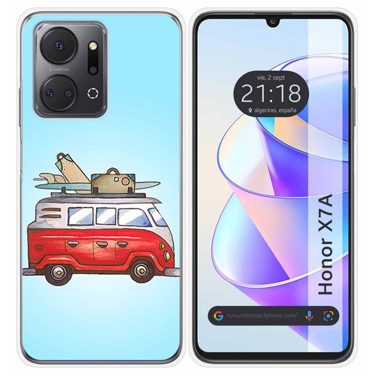 Funda Silicona para Huawei Honor X7a diseño Furgoneta Dibujos