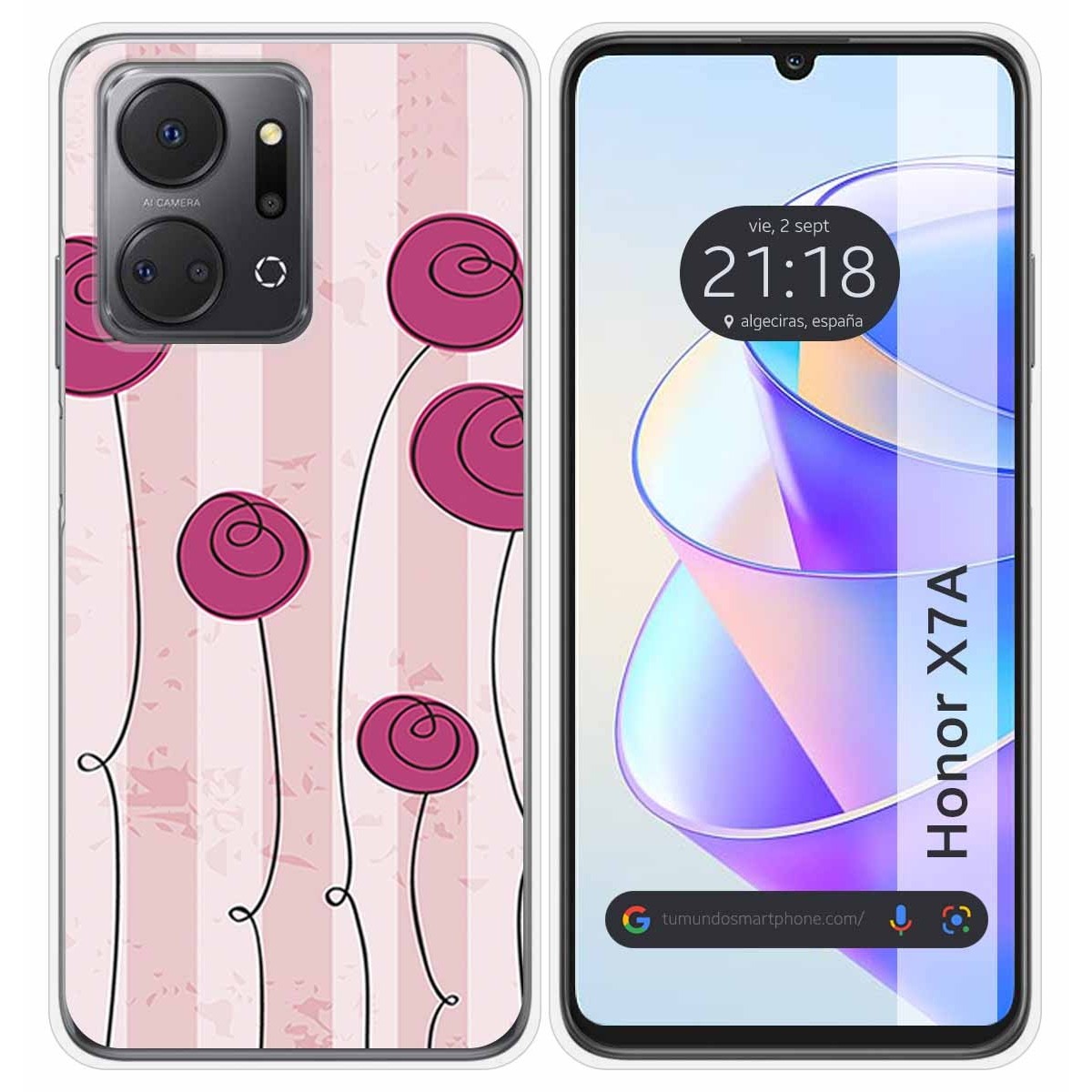 Funda Silicona para Huawei Honor X7a diseño Flores Vintage Dibujos