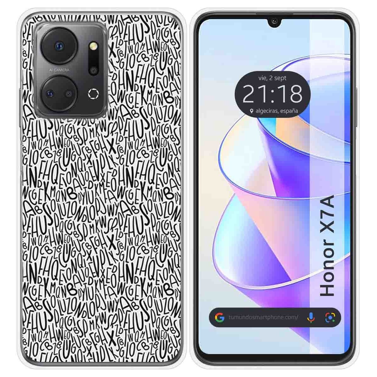 Funda Silicona para Huawei Honor X7a diseño Letras Dibujos