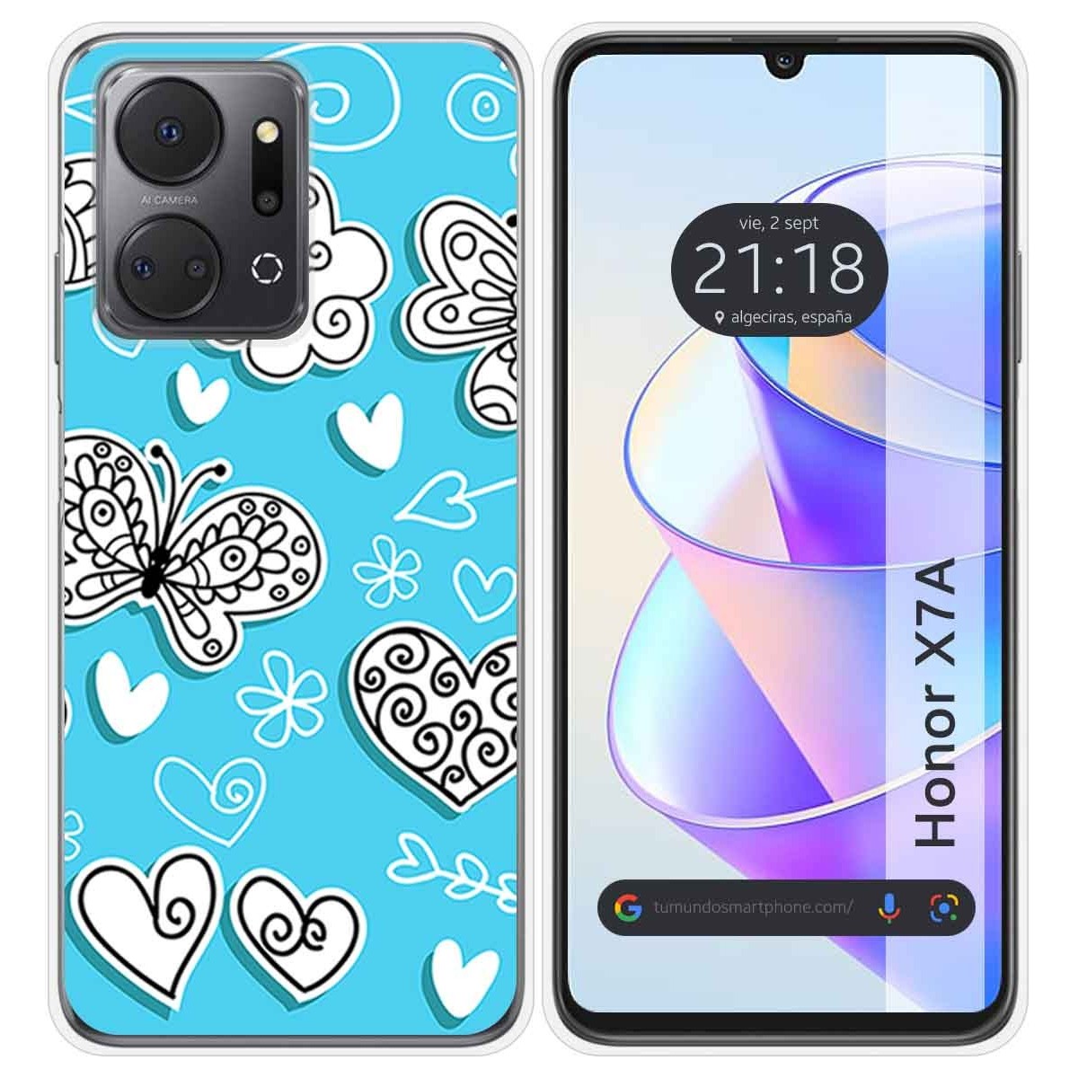 Funda Silicona para Huawei Honor X7a diseño Mariposas Dibujos