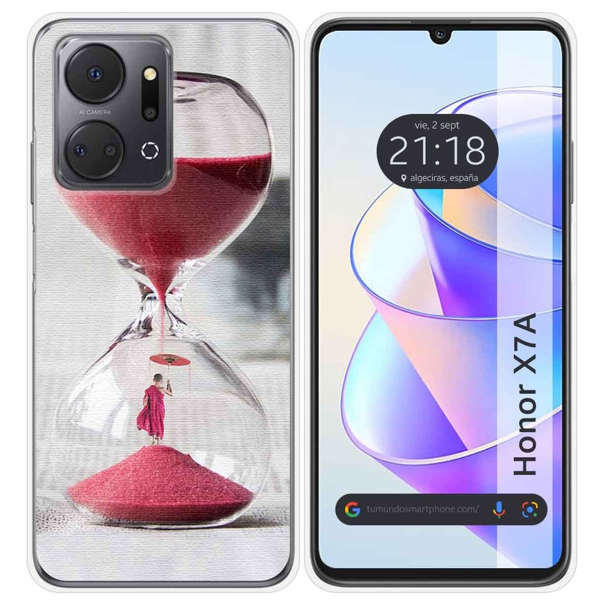 Funda Silicona para Huawei Honor X7a diseño Reloj Dibujos