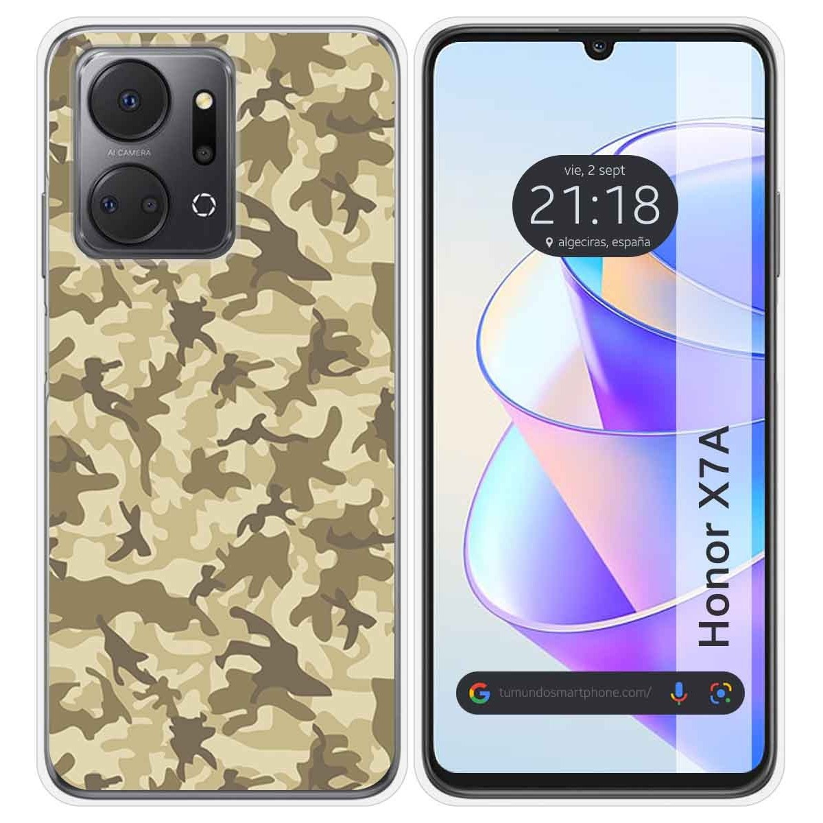 Funda Silicona para Huawei Honor X7a diseño Sand Camuflaje Dibujos