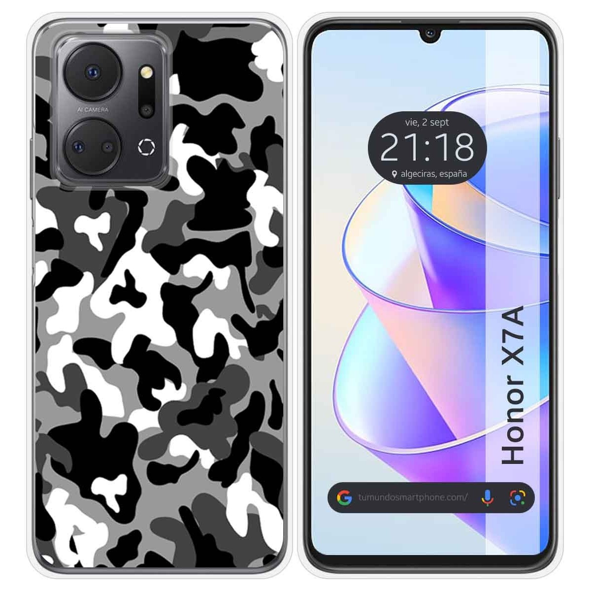 Funda Silicona para Huawei Honor X7a diseño Snow Camuflaje Dibujos