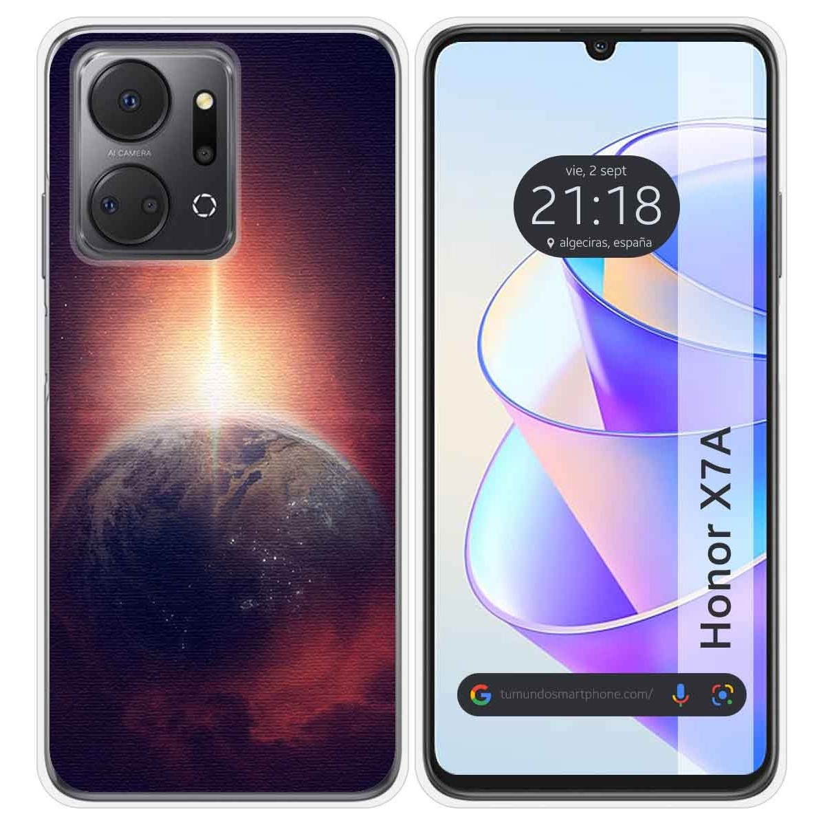 Funda Silicona para Huawei Honor X7a diseño Tierra Dibujos