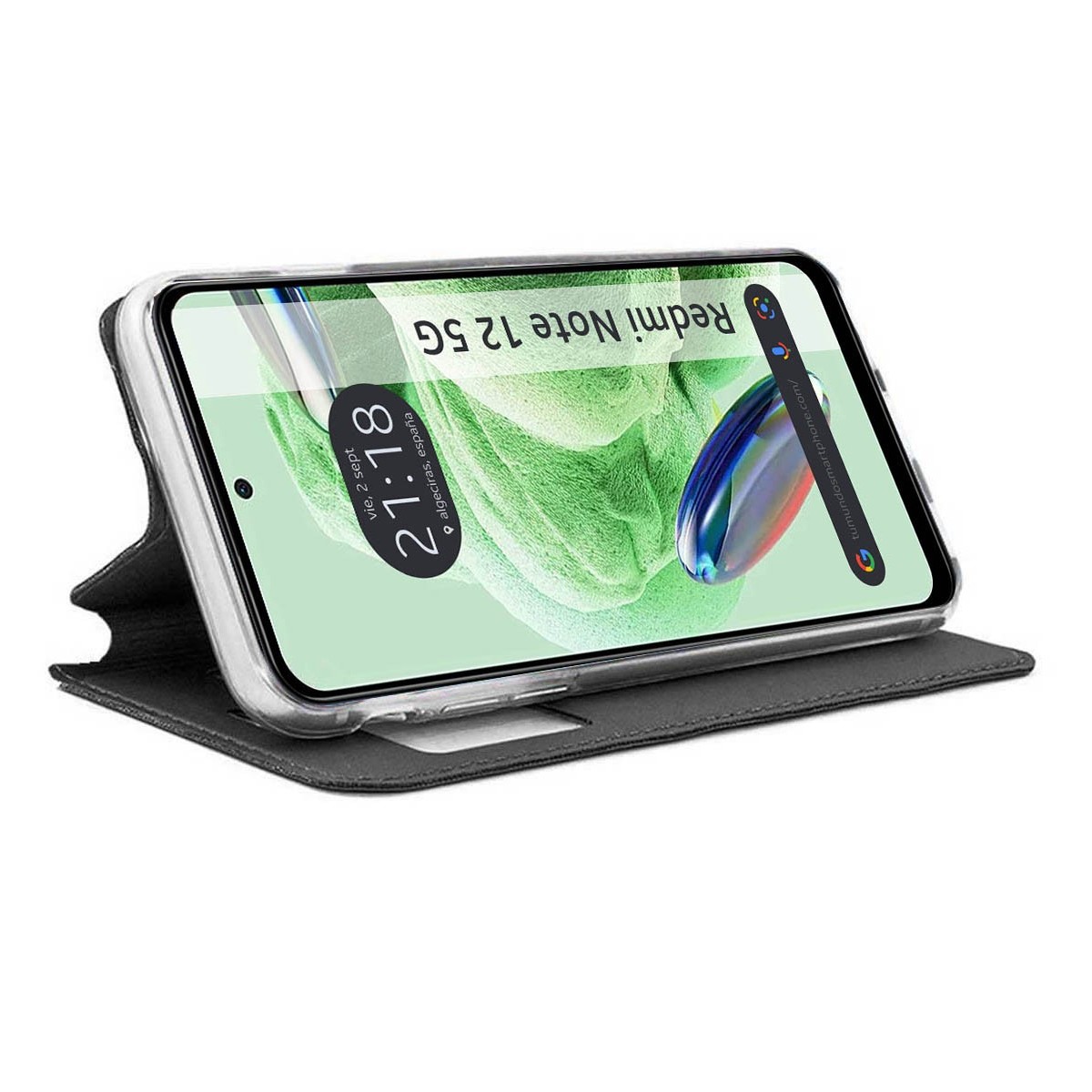 Funda Libro Soporte con Ventana compatible con Xiaomi Redmi Note 12 5G color Negra