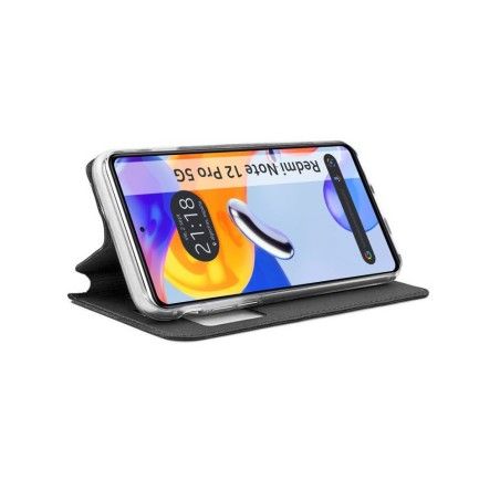 Funda Libro Soporte con Ventana compatible con Xiaomi Redmi Note 12 Pro 5G color Negra