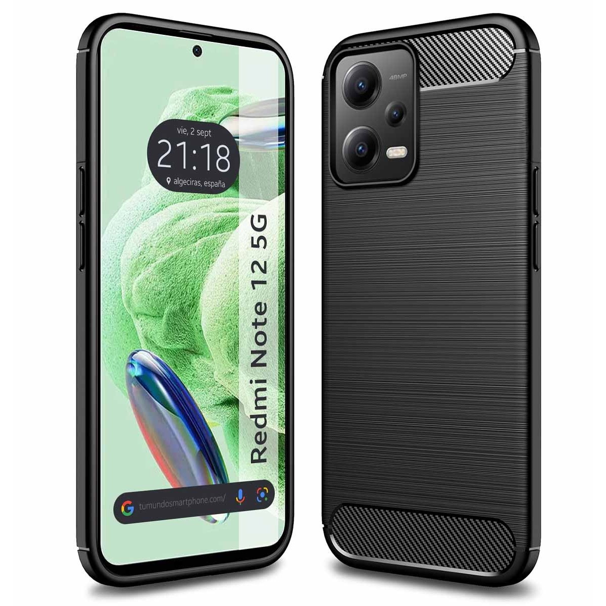 Funda Gel Tpu Tipo Carbon Negra compatible con Xiaomi Redmi Note 12 5G