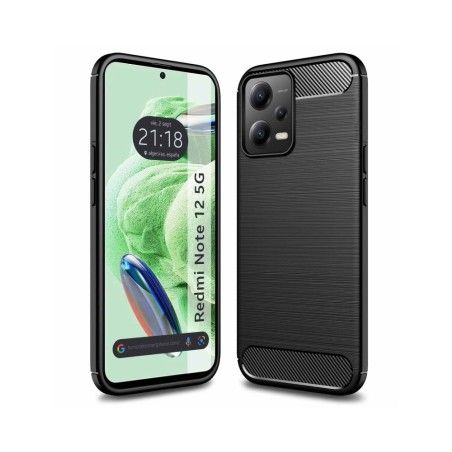 Funda Gel Tpu Tipo Carbon Negra compatible con Xiaomi Redmi Note 12 5G