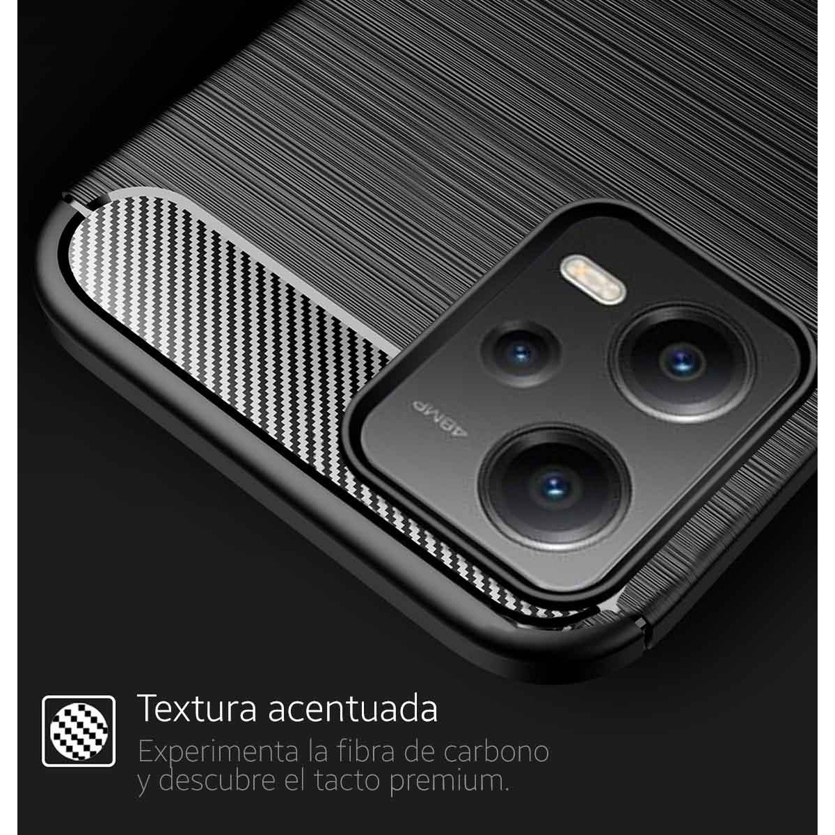 Funda Gel Tpu Tipo Carbon Negra compatible con Xiaomi Redmi Note 12 5G