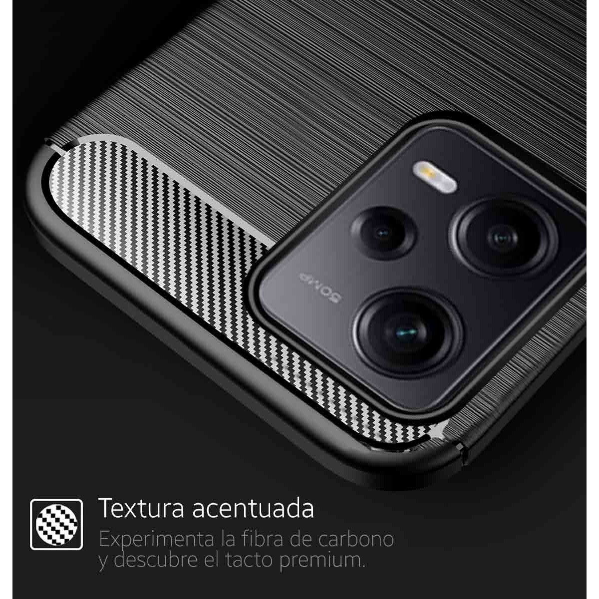 Funda Gel Tpu Tipo Carbon Negra compatible con Xiaomi Redmi Note 12 Pro 5G