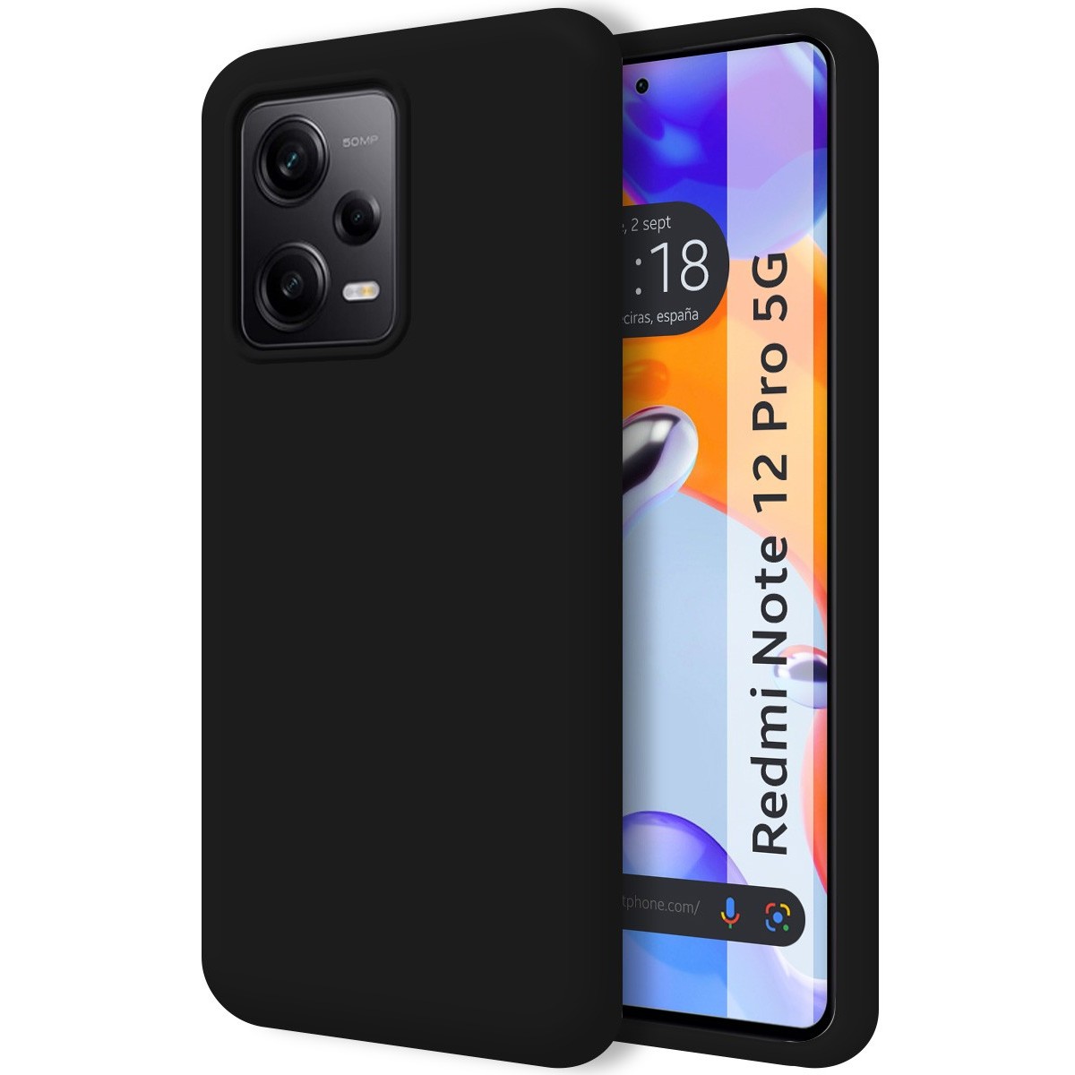 Funda Silicona Líquida Ultra Suave compatible con Xiaomi Redmi Note 12 Pro 5G color Negra