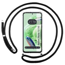 Funda Colgante Transparente para Xiaomi Redmi Note 12 5G con Cordon Negro