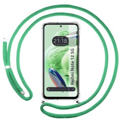 Funda Colgante Transparente compatible con Xiaomi Redmi Note 12 5G con Cordon Verde Agua