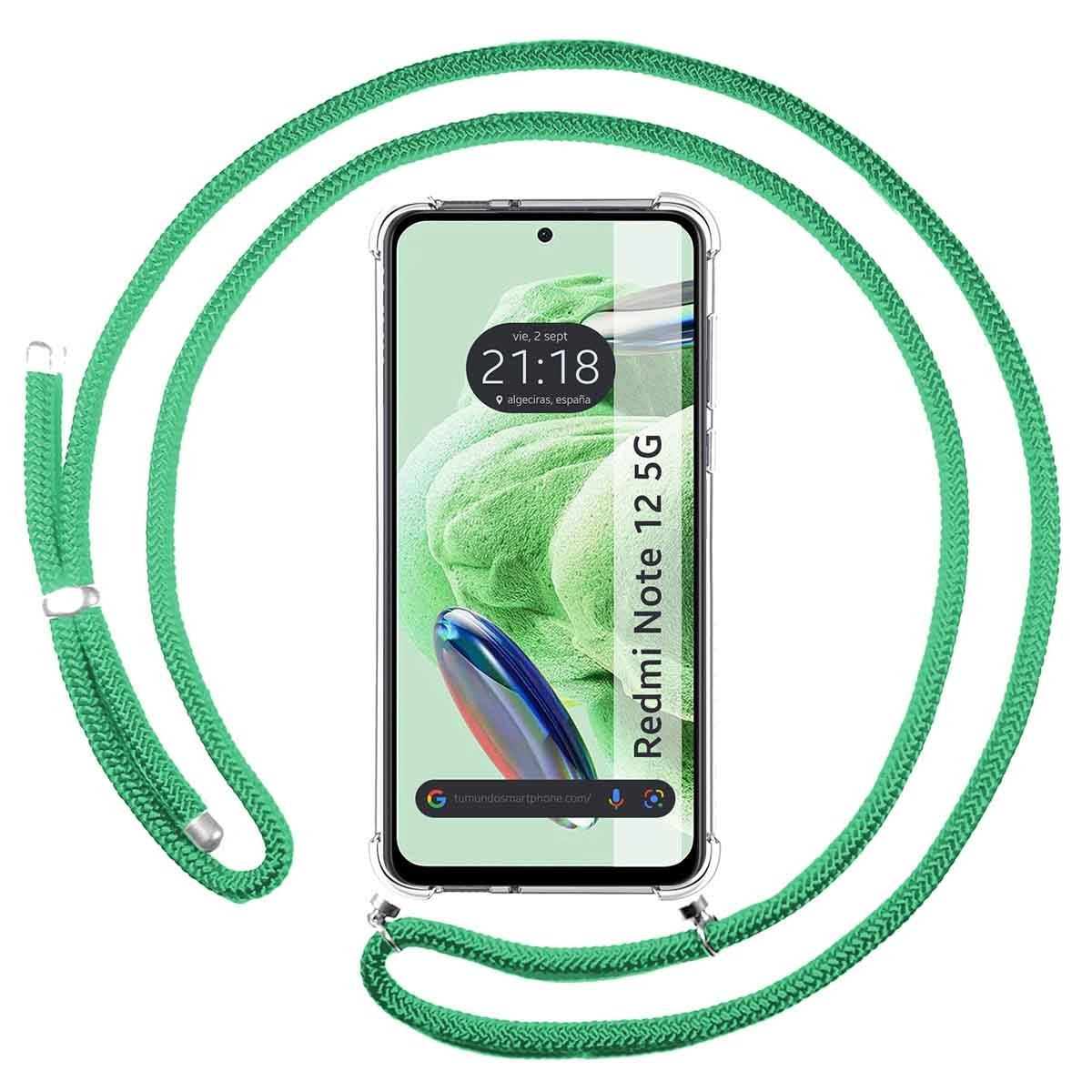 Xiaomi Redmi Note 12 5G Funda Colgante transparente con cordón color Verde  Agua