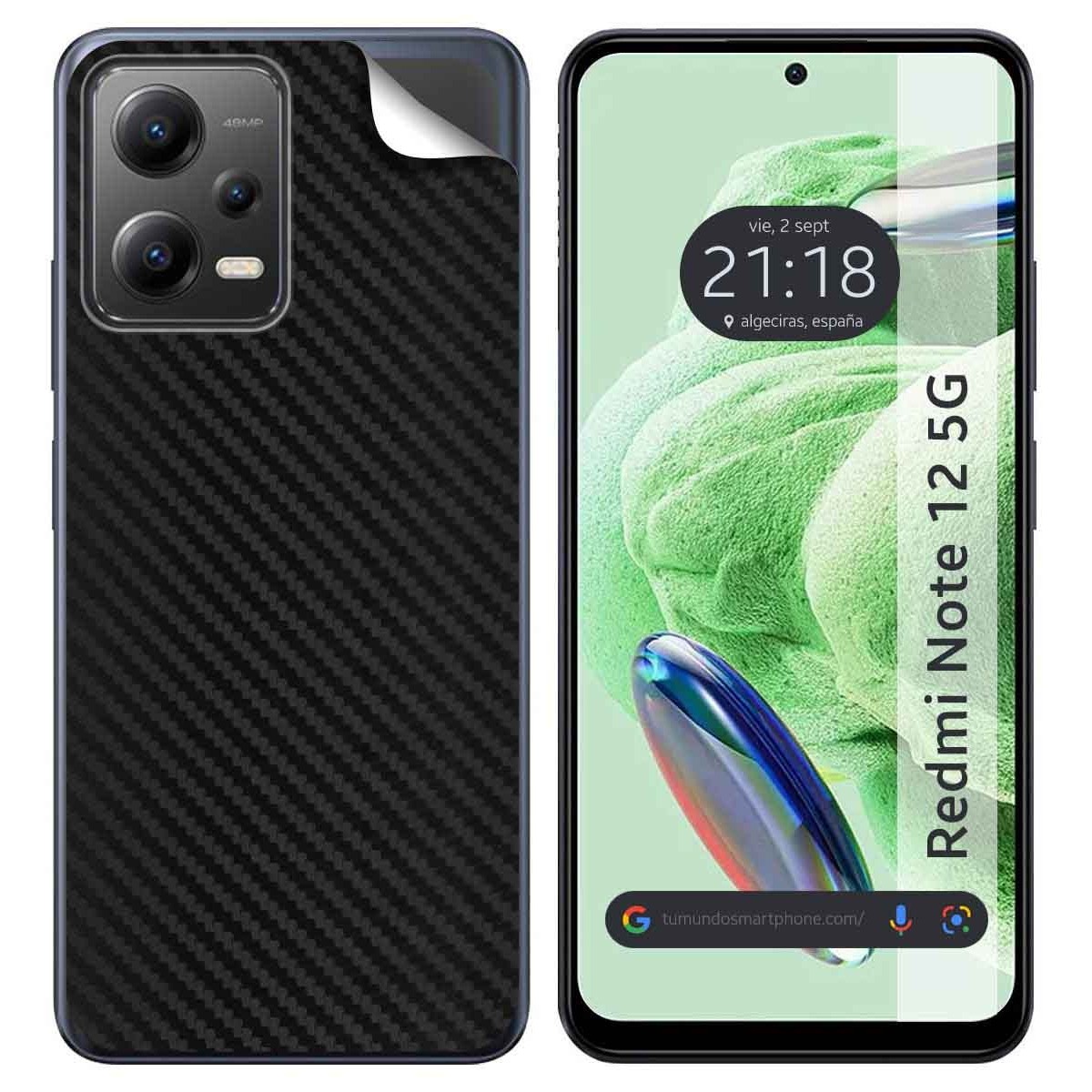 Pegatina Vinilo Autoadhesiva Textura Carbono compatible con Xiaomi Redmi Note 12 5G