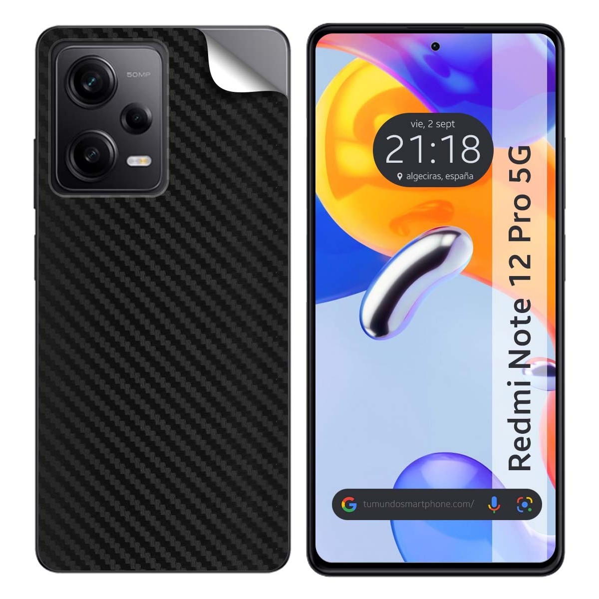 Pegatina Vinilo Autoadhesiva Textura Carbono compatible con Xiaomi Redmi Note 12 Pro 5G