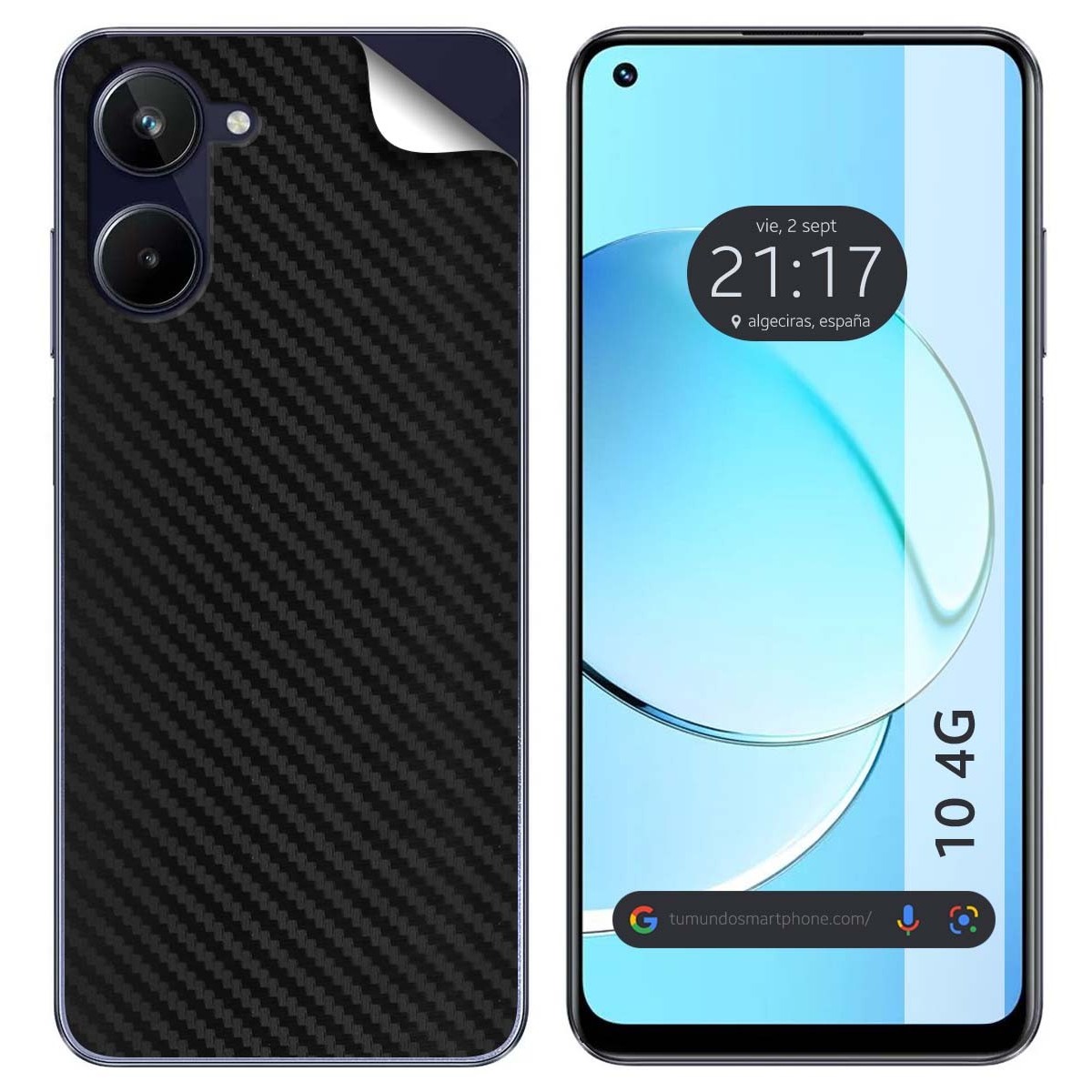 Pegatina Vinilo Autoadhesiva Textura Carbono para Realme 10 4G