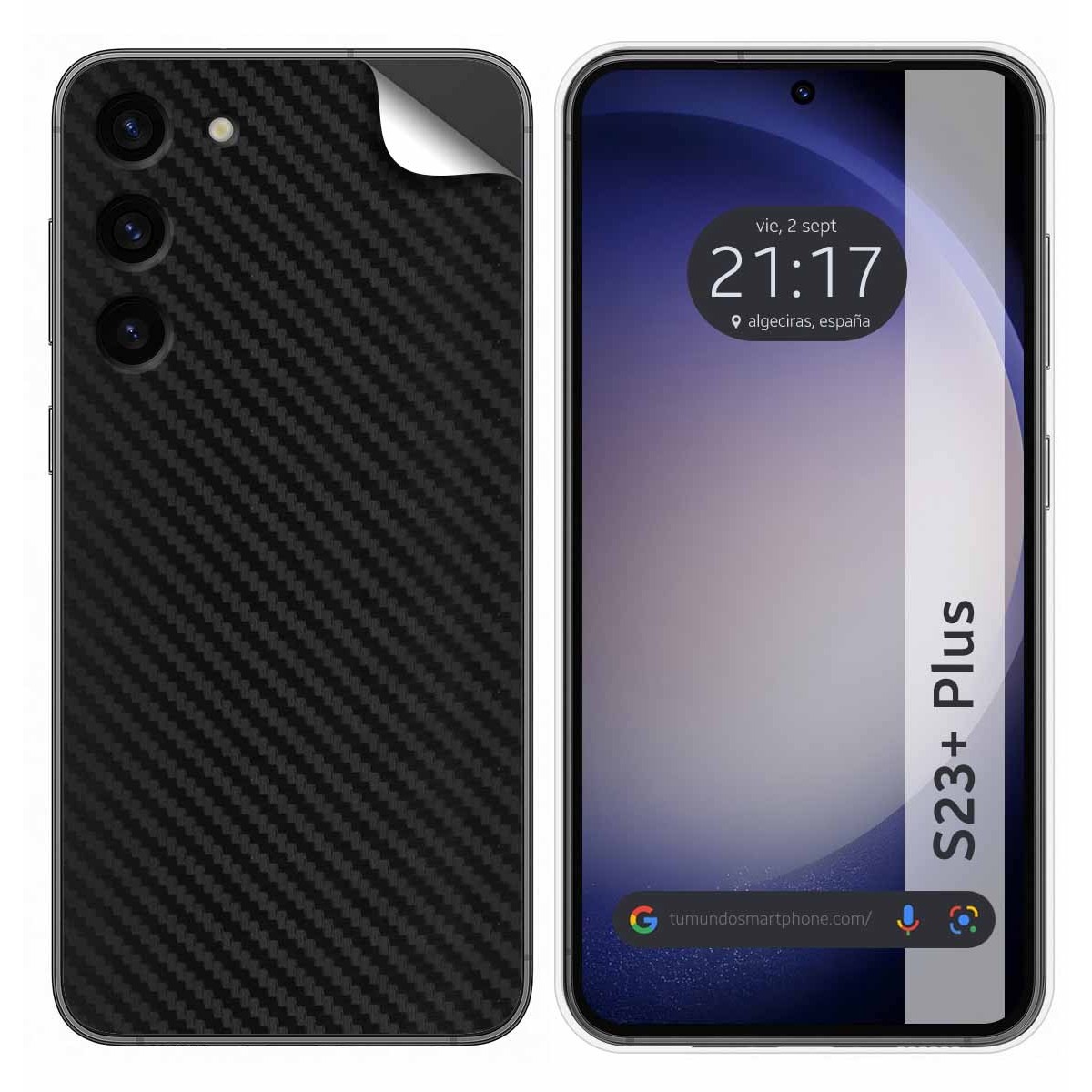 Pegatina Vinilo Autoadhesiva Textura Carbono para Samsung Galaxy S23+ Plus 5G