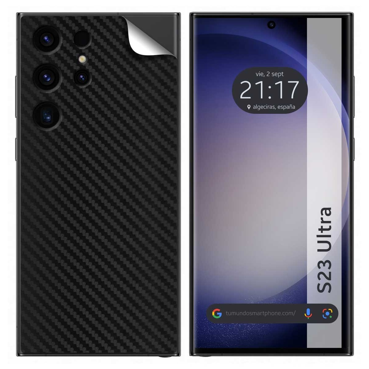 Pegatina Vinilo Autoadhesiva Textura Carbono para Samsung Galaxy S23 Ultra 5G