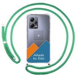 Personaliza tu Funda Colgante Transparente para Xiaomi Redmi Note 12 5G con Cordon Verde Agua Dibujo Personalizada