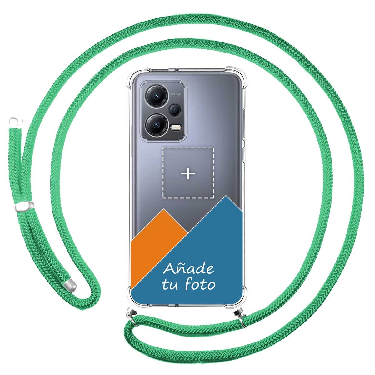 Personaliza tu Funda Colgante Transparente para Xiaomi Redmi Note 12 5G con Cordon Verde Agua Dibujo Personalizada