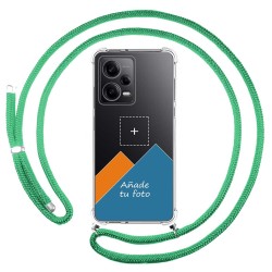 Personaliza tu Funda Colgante Transparente para Xiaomi Redmi Note 12 Pro 5G con Cordon Verde Agua Dibujo Personalizada