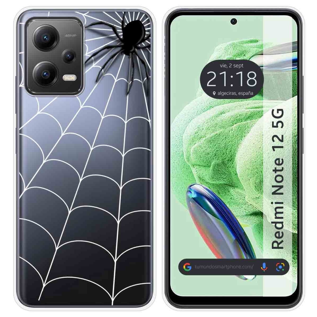 Funda Silicona Transparente compatible con Xiaomi Redmi Note 12 5G diseño Araña Dibujos