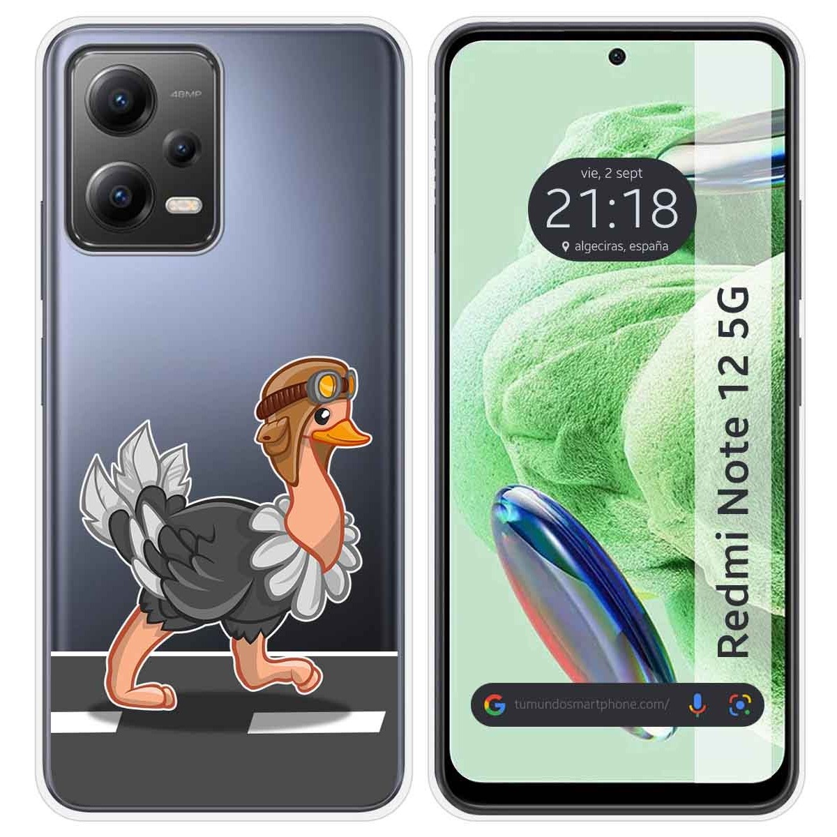 Funda Silicona Transparente compatible con Xiaomi Redmi Note 12 5G diseño Avestruz Dibujos