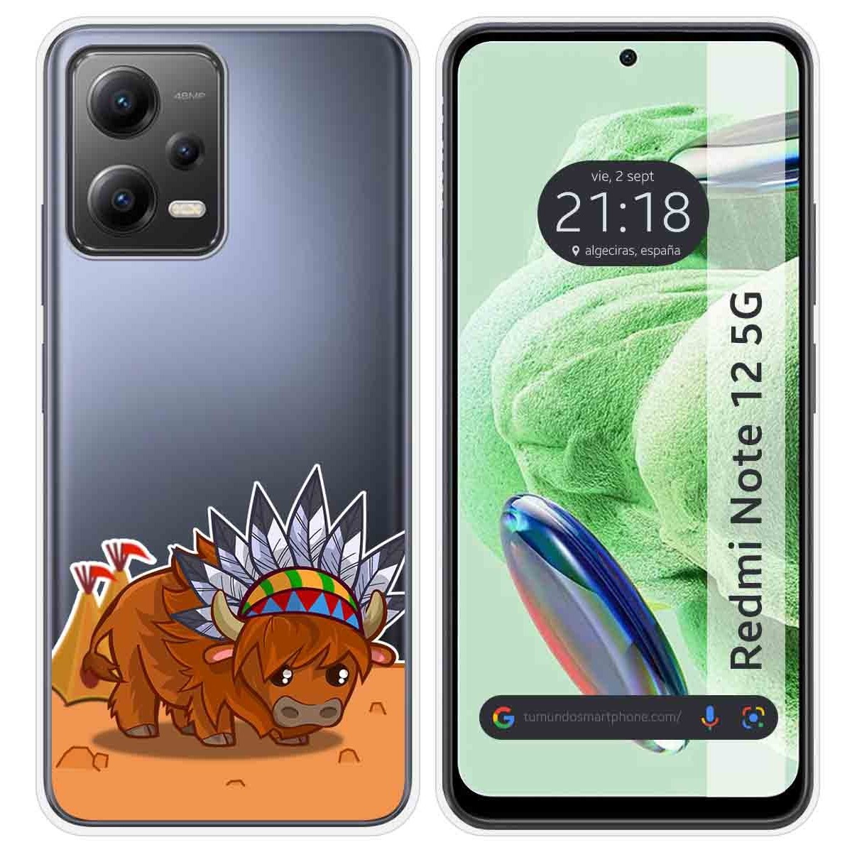 Funda Silicona Transparente compatible con Xiaomi Redmi Note 12 5G diseño Bufalo Dibujos