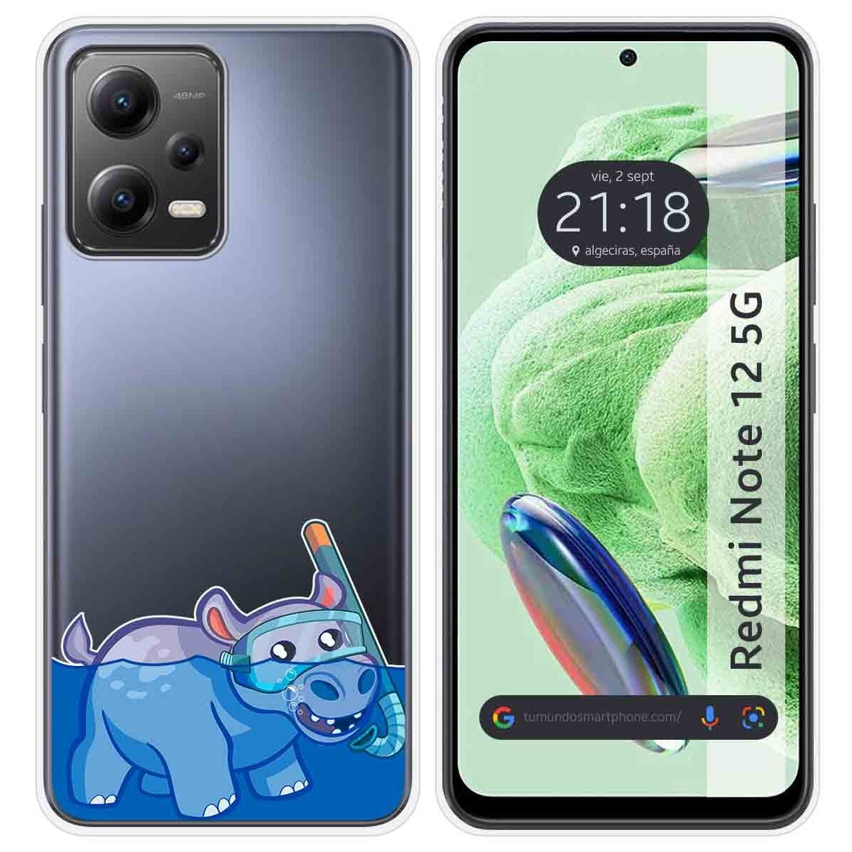 Funda Silicona Transparente compatible con Xiaomi Redmi Note 12 5G diseño Hipo Dibujos