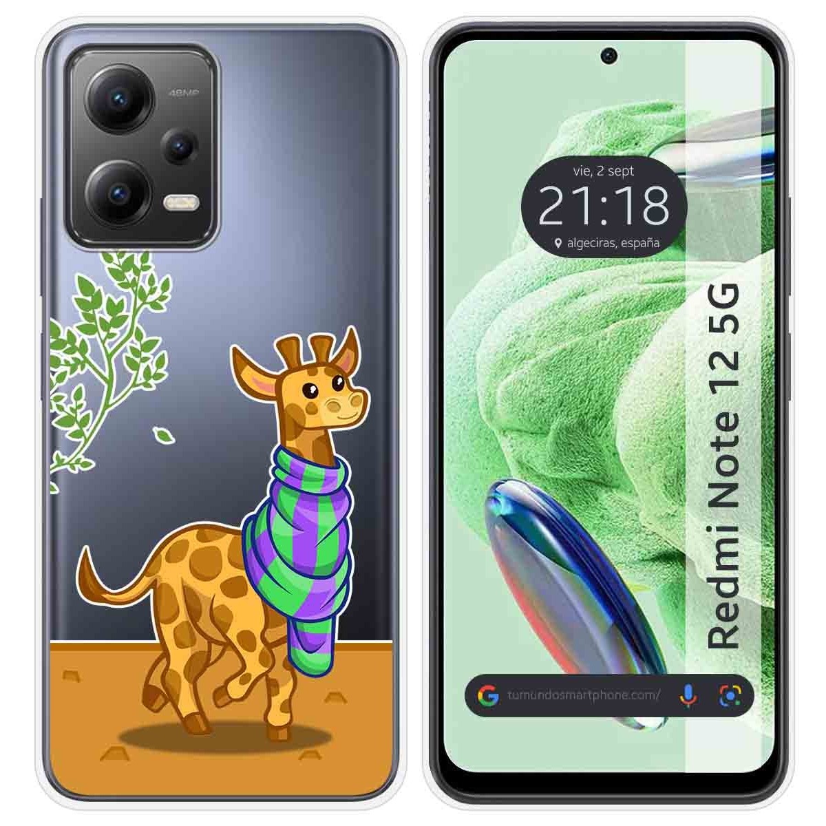 Funda Silicona Transparente compatible con Xiaomi Redmi Note 12 5G diseño Jirafa Dibujos