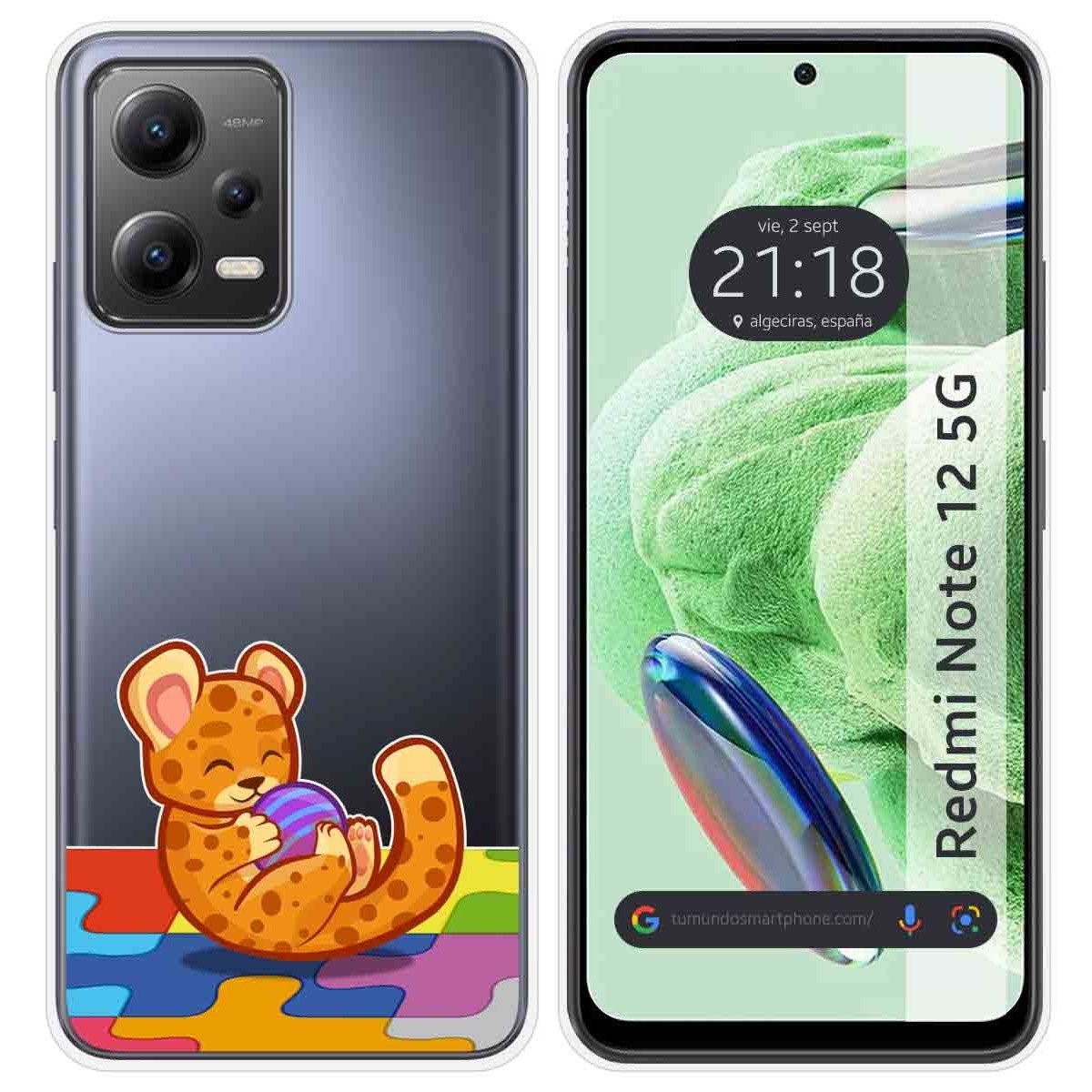 Funda Silicona Transparente compatible con Xiaomi Redmi Note 12 5G diseño Leopardo Dibujos