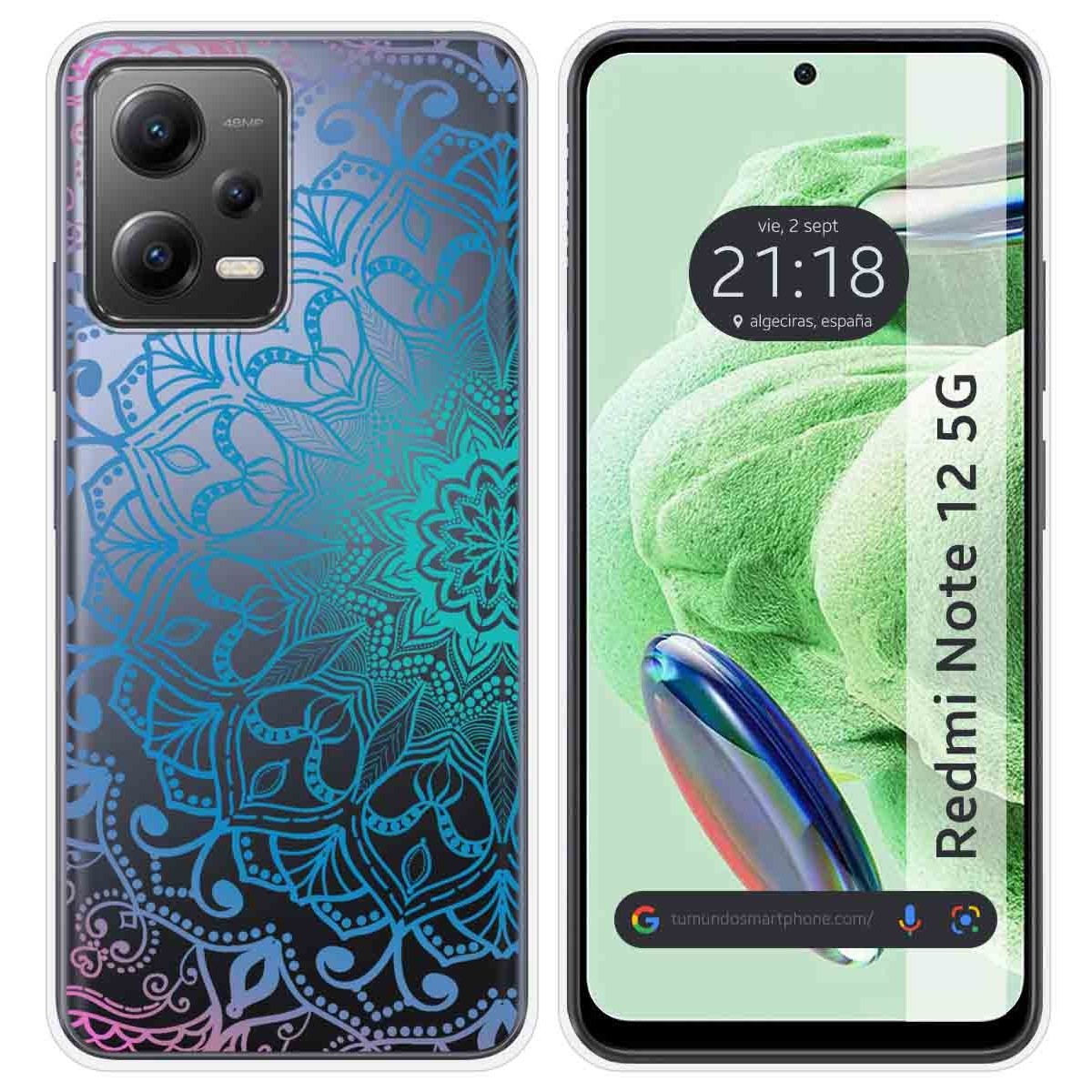 Funda Silicona Transparente compatible con Xiaomi Redmi Note 12 5G diseño Mandala Dibujos