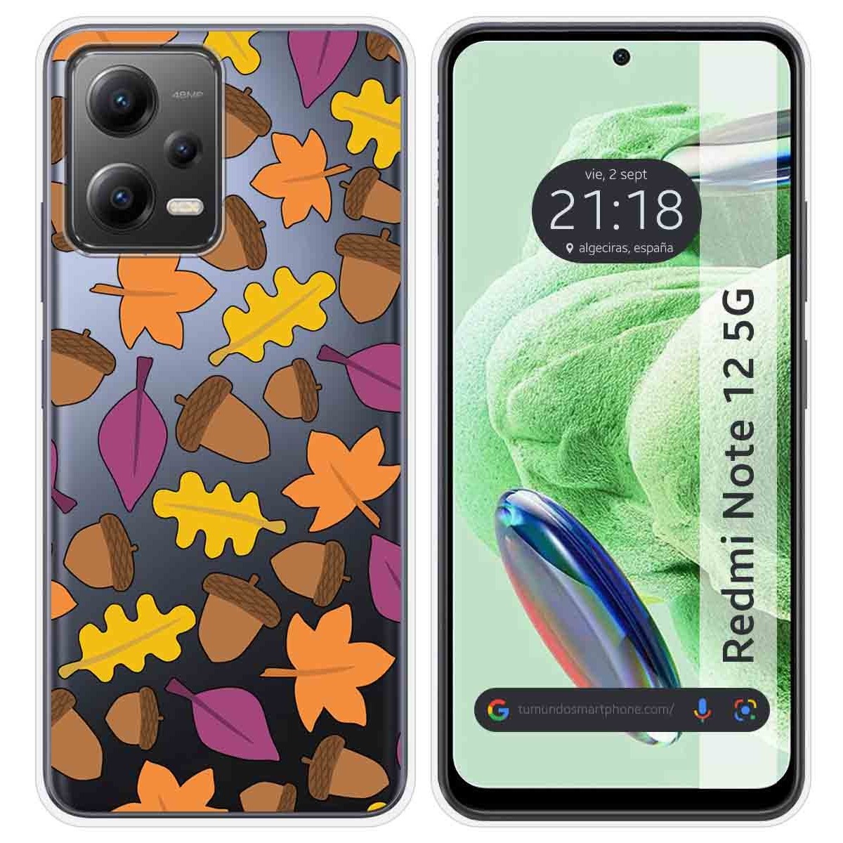 Funda Silicona Transparente compatible con Xiaomi Redmi Note 12 5G diseño Otoño Dibujos