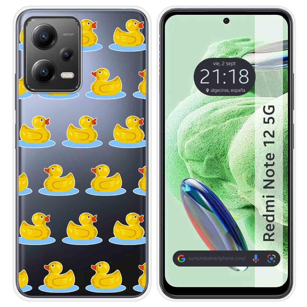 Funda Silicona Transparente compatible con Xiaomi Redmi Note 12 5G diseño Pato Dibujos