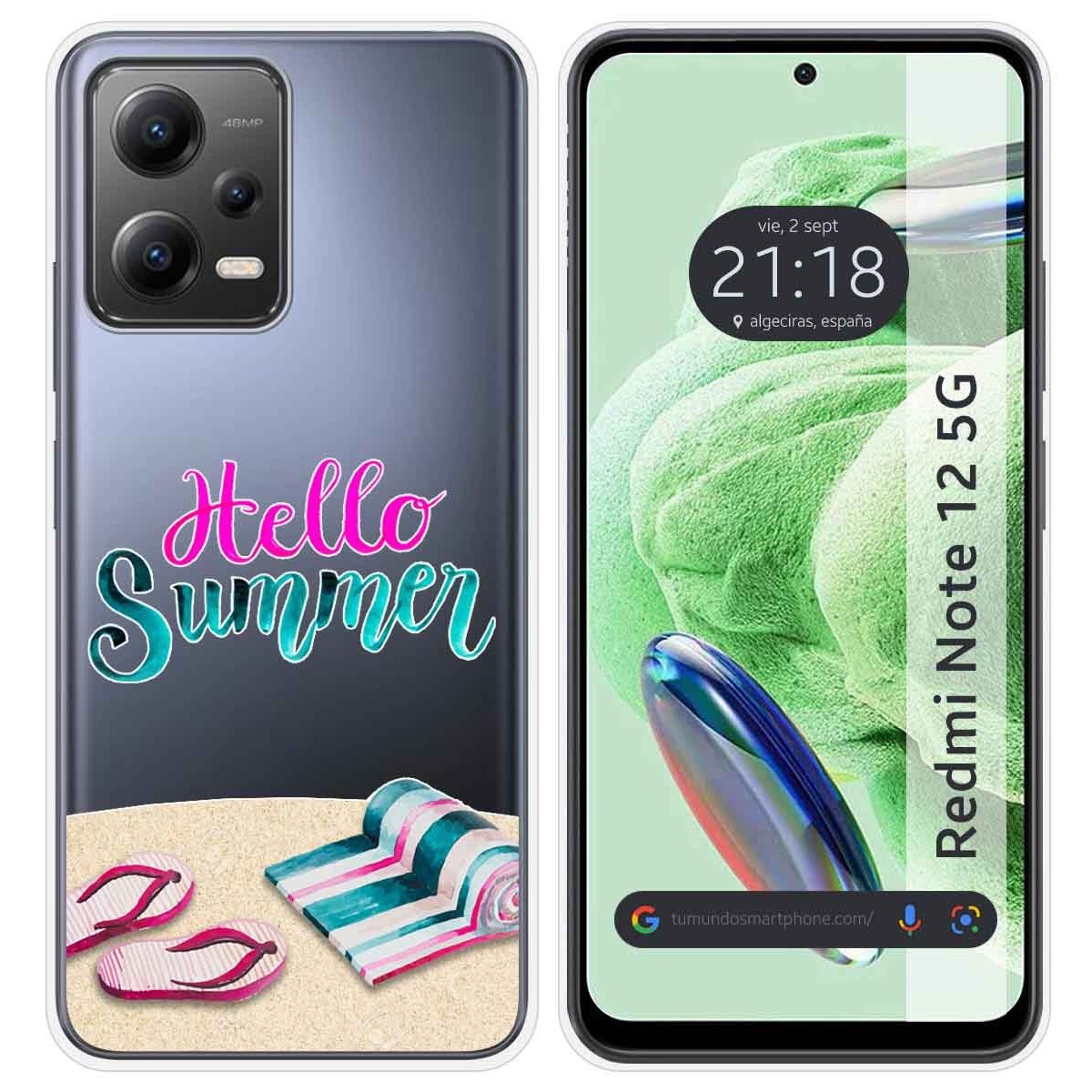 Funda Silicona Transparente compatible con Xiaomi Redmi Note 12 5G diseño Summer Dibujos