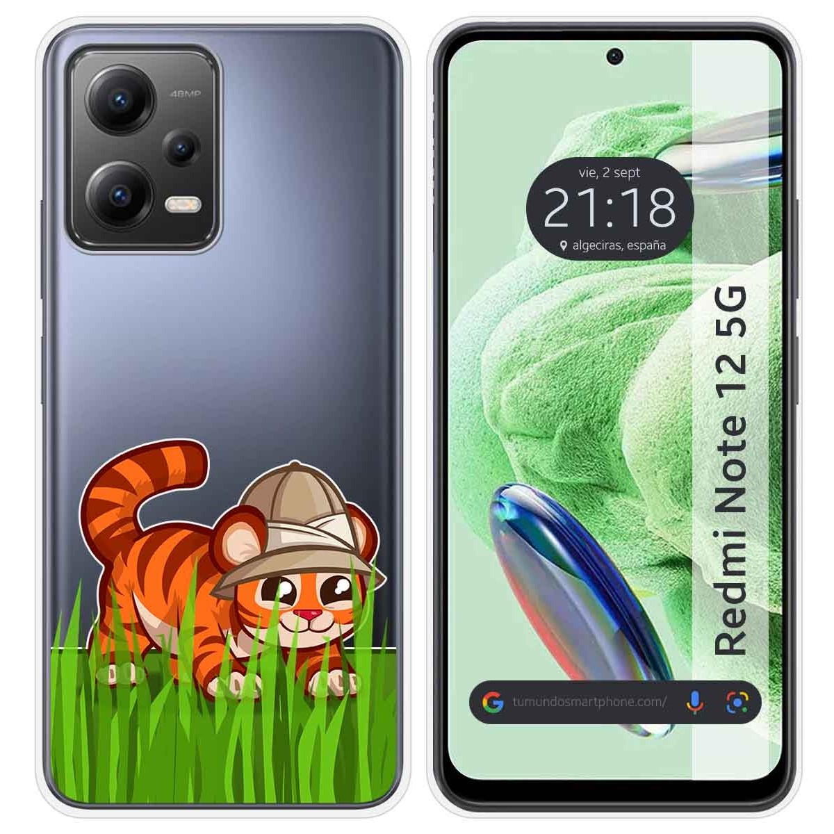 Funda Silicona Transparente compatible con Xiaomi Redmi Note 12 5G diseño Tigre Dibujos