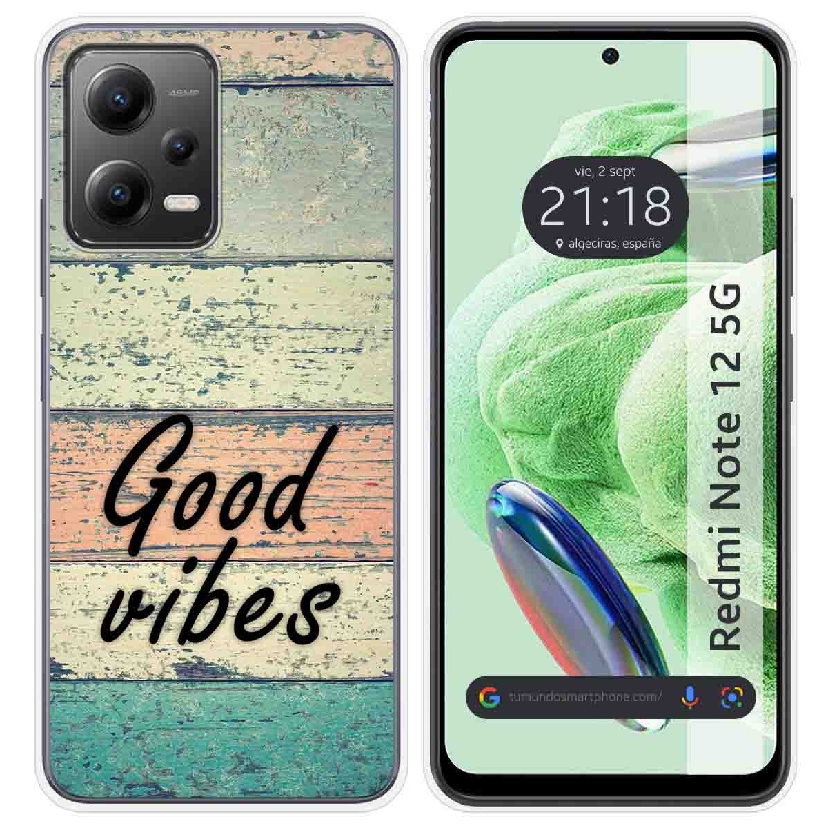 Funda Silicona compatible con Xiaomi Redmi Note 12 5G diseño Madera 01 Dibujos