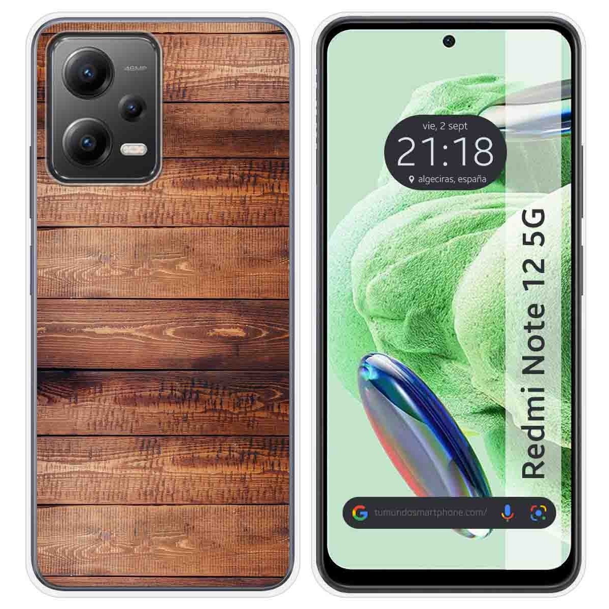 Funda Silicona compatible con Xiaomi Redmi Note 12 5G diseño Madera 02 Dibujos